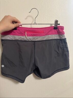 lululemon athletica Charcoal Shorts with Pink Waistband